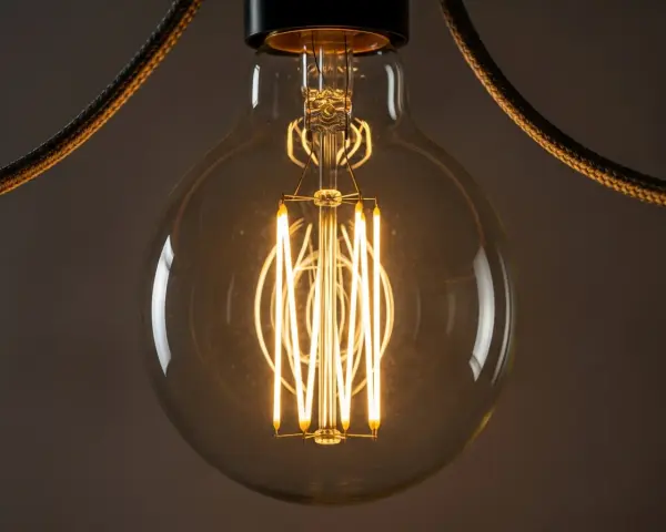 Żarówka typu "edison bulbs" z widocznym żarnikiem, idealna do budowania nastroju loftu.