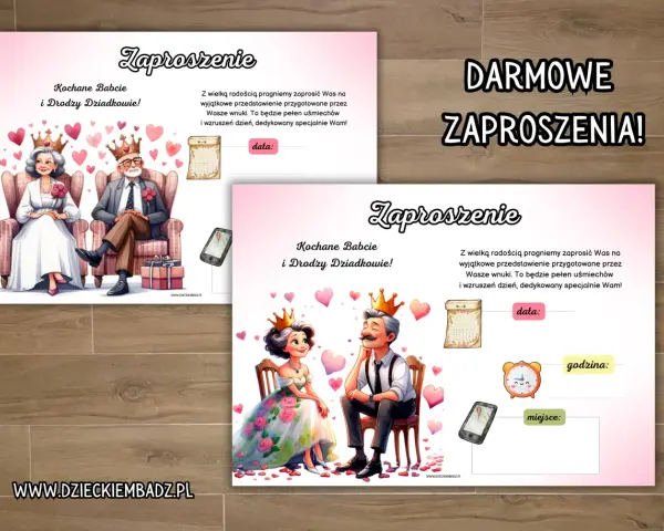 Darmowe zaproszenia na wyjątkowe przedstawienie przygotowane przez Wasze wnuki. Dowiedz się, jak wypisać zaproszenie z jednym dzieckiem, by zaprosić Babcię i Dziadka!