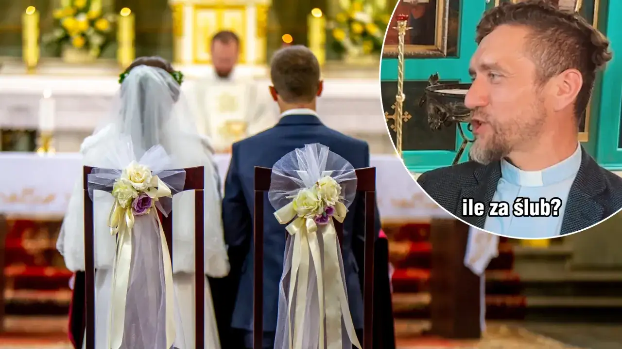 Czy do ślubu potrzebne jest świadectwo religii? Ksiądz pyta o cenę ślubu, podczas gdy para młoda siedzi przed ołtarzem.